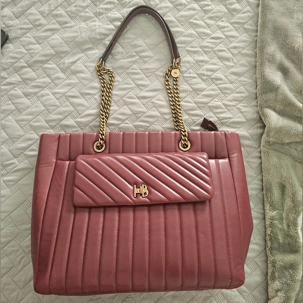 Henri Bendel Zip Tote Bag With Gold Link Handles